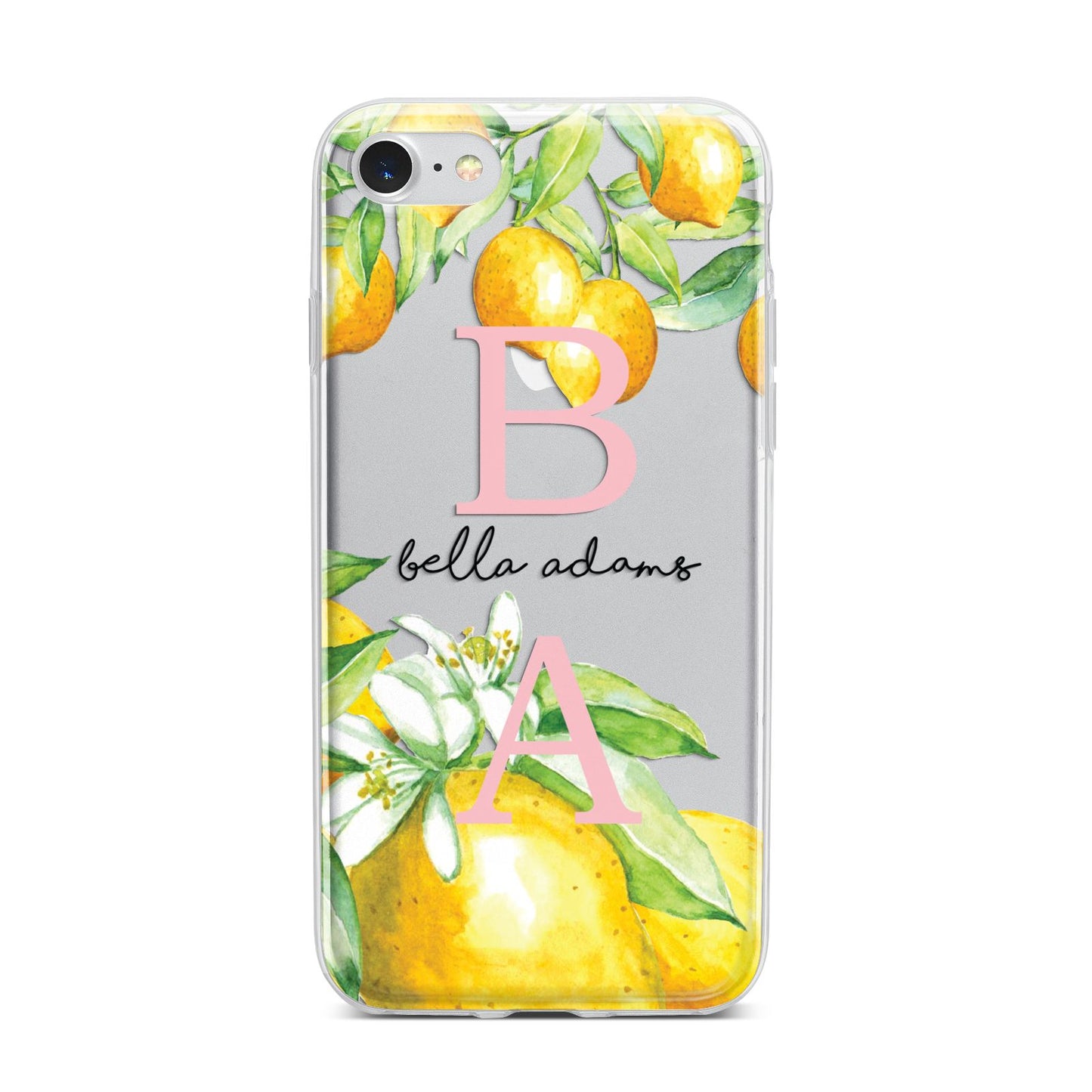 Personalised Initials Lemons iPhone 7 Bumper Case on Silver iPhone