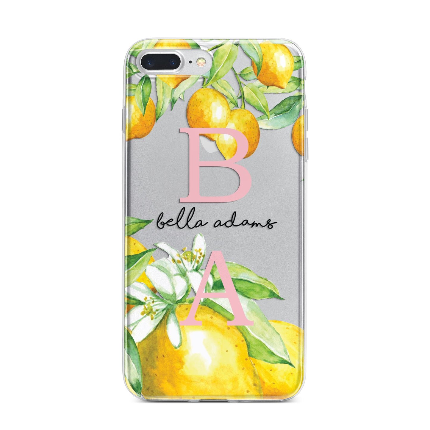 Personalised Initials Lemons iPhone 7 Plus Bumper Case on Silver iPhone