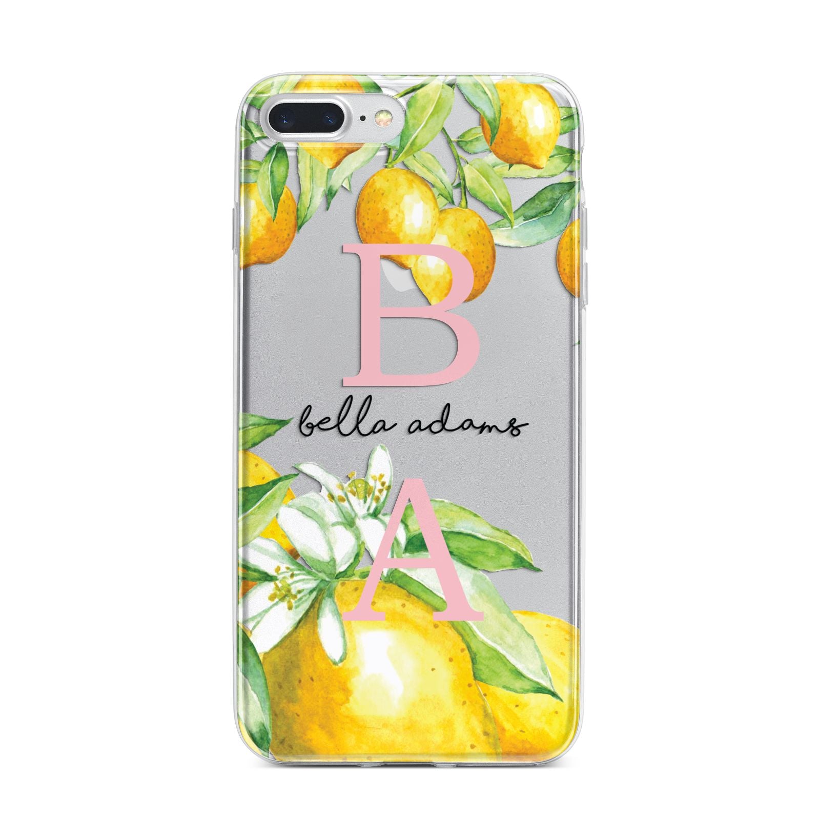 Personalised Initials Lemons iPhone 7 Plus Bumper Case on Silver iPhone