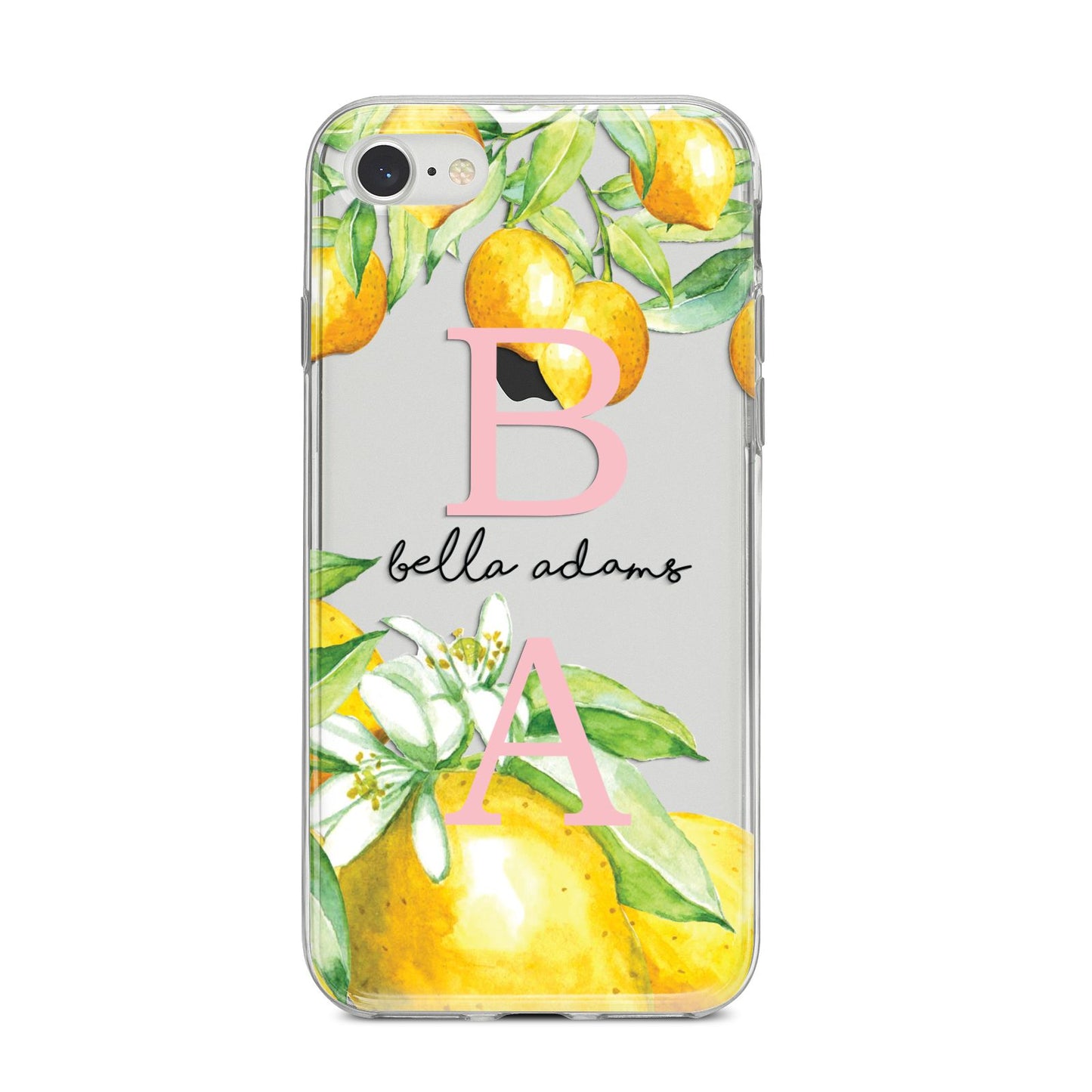 Personalised Initials Lemons iPhone 8 Bumper Case on Silver iPhone