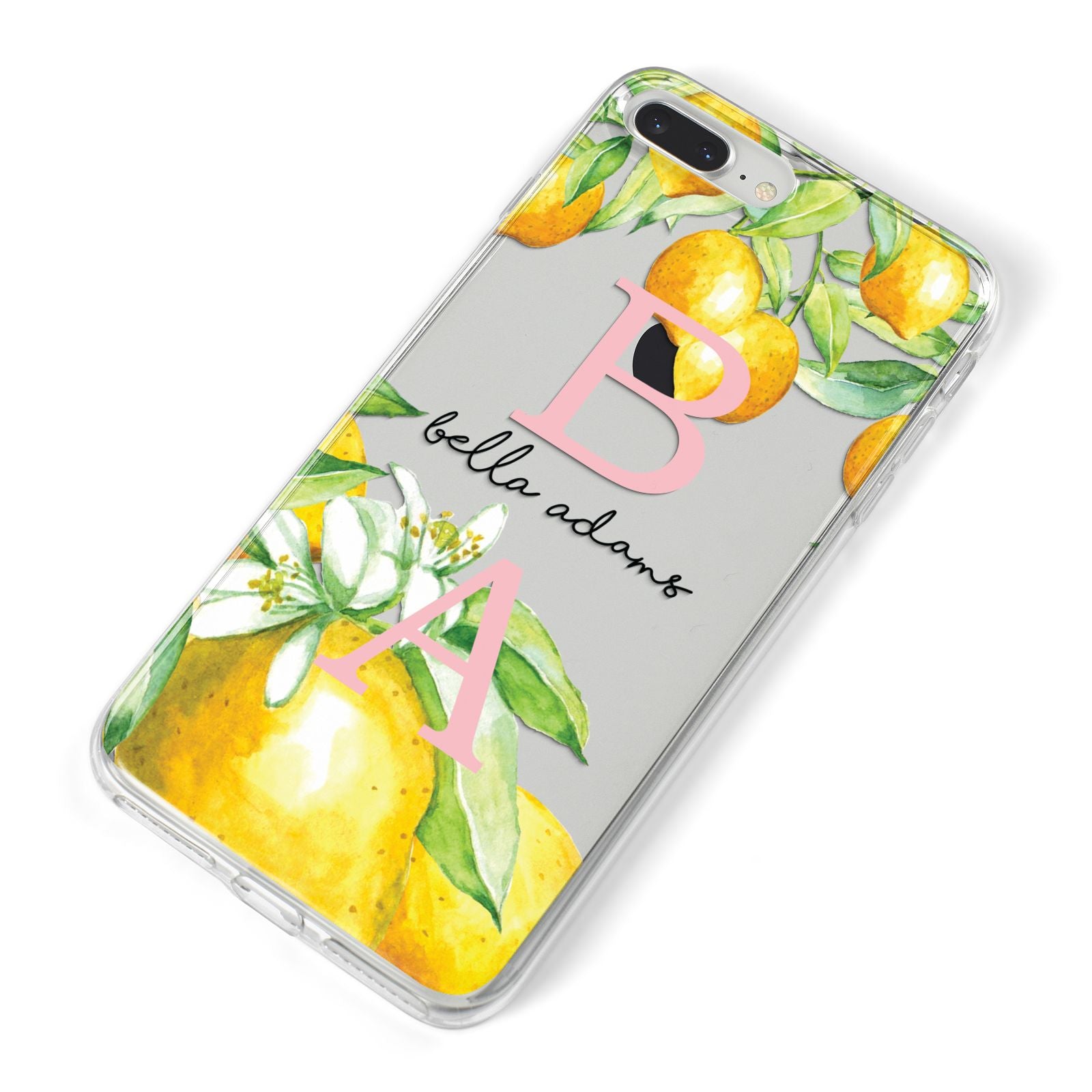 Personalised Initials Lemons iPhone 8 Plus Bumper Case on Silver iPhone Alternative Image