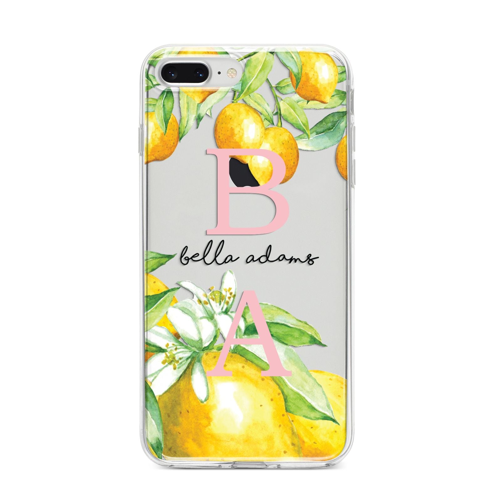 Personalised Initials Lemons iPhone 8 Plus Bumper Case on Silver iPhone