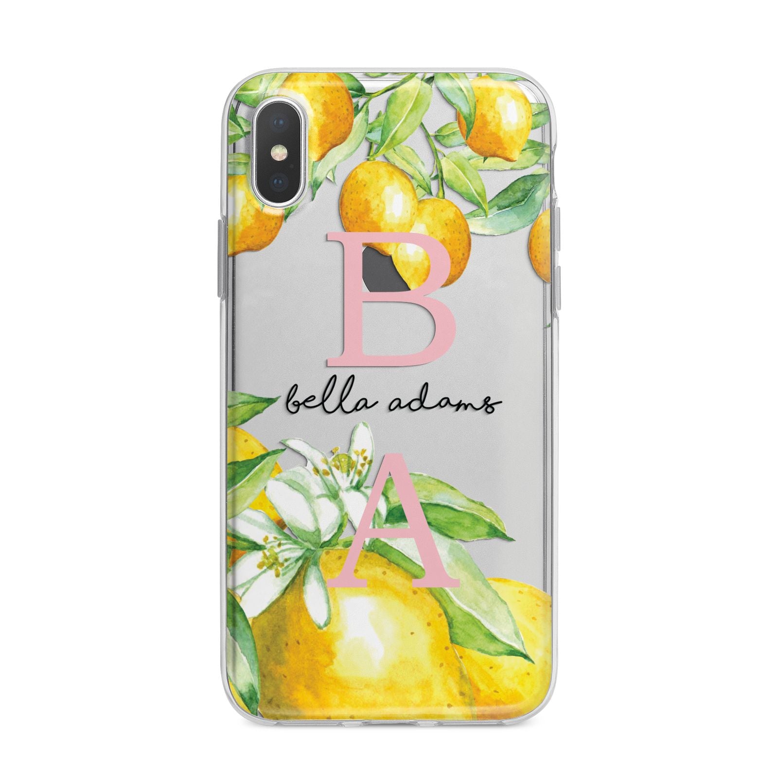 Personalised Initials Lemons iPhone X Bumper Case on Silver iPhone Alternative Image 1