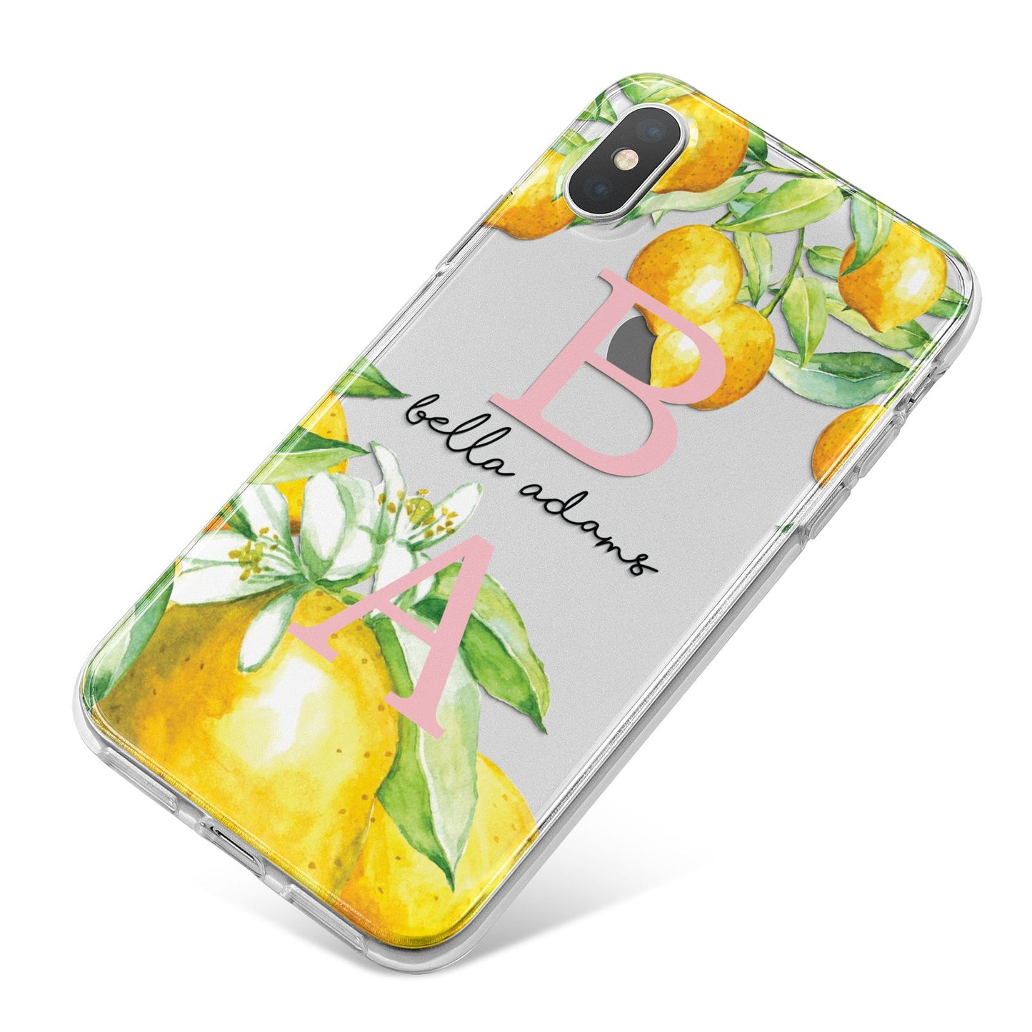 Personalised Initials Lemons iPhone X Bumper Case on Silver iPhone