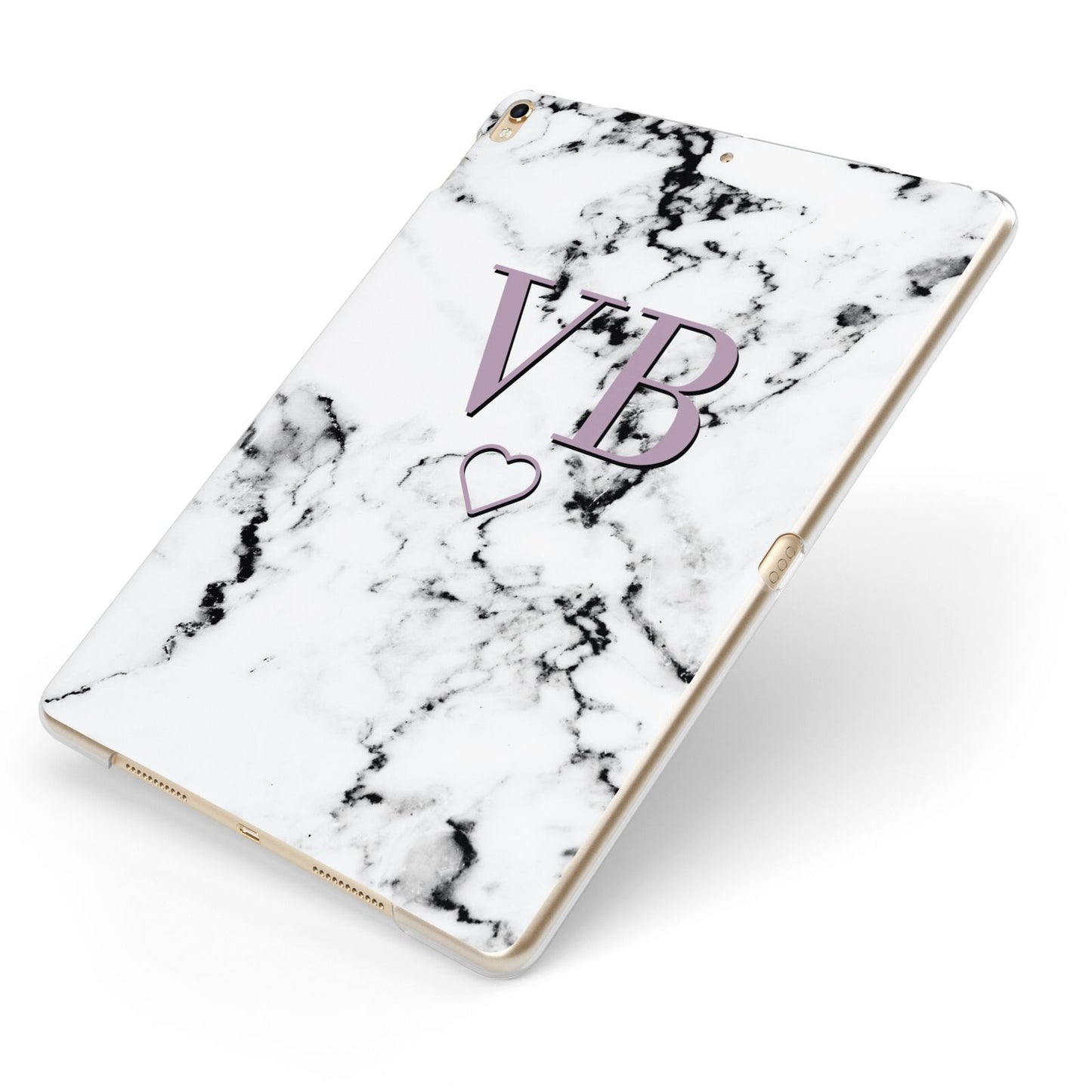 Personalised Initials Love Heart Marble Apple iPad Case on Gold iPad Side View