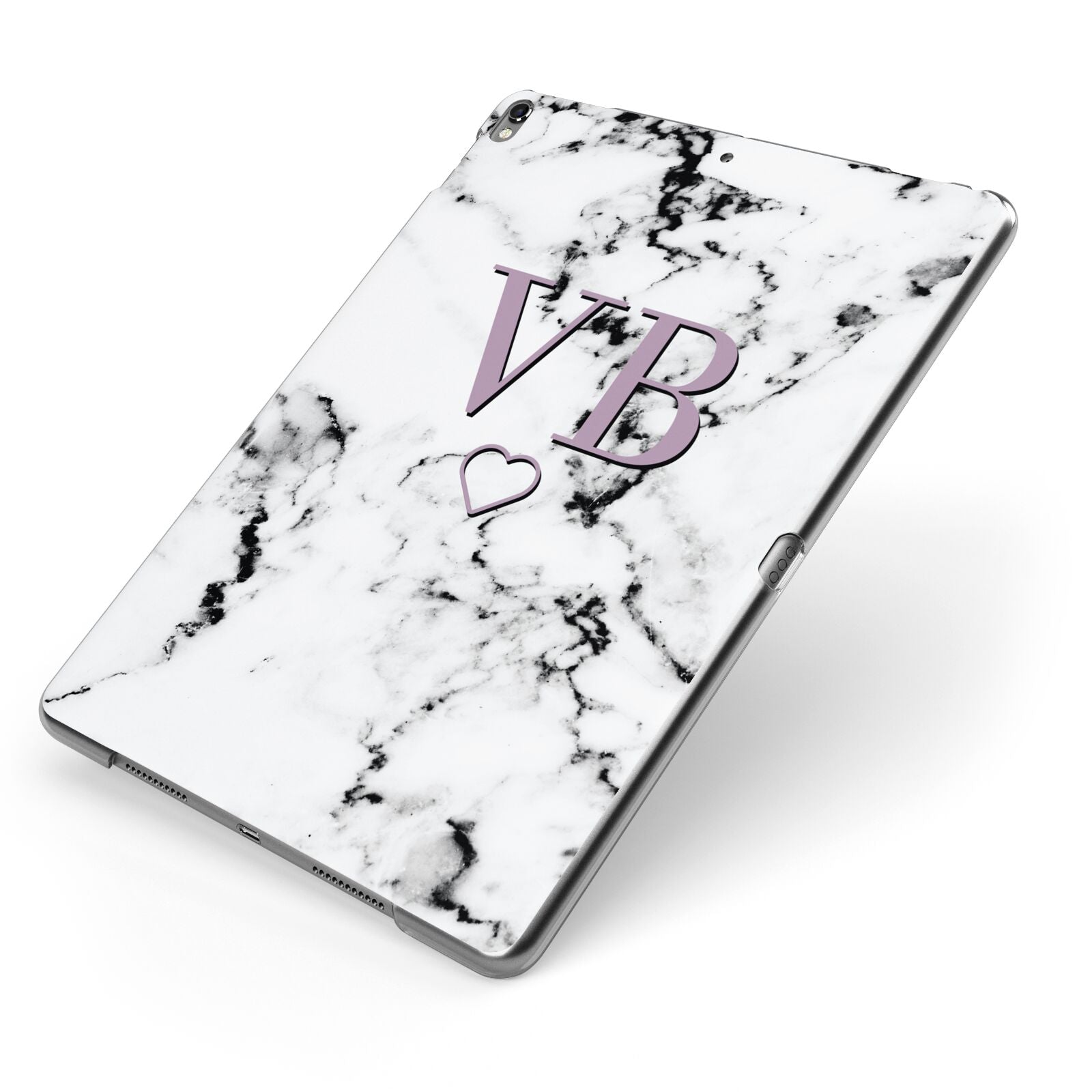 Personalised Initials Love Heart Marble Apple iPad Case on Grey iPad Side View