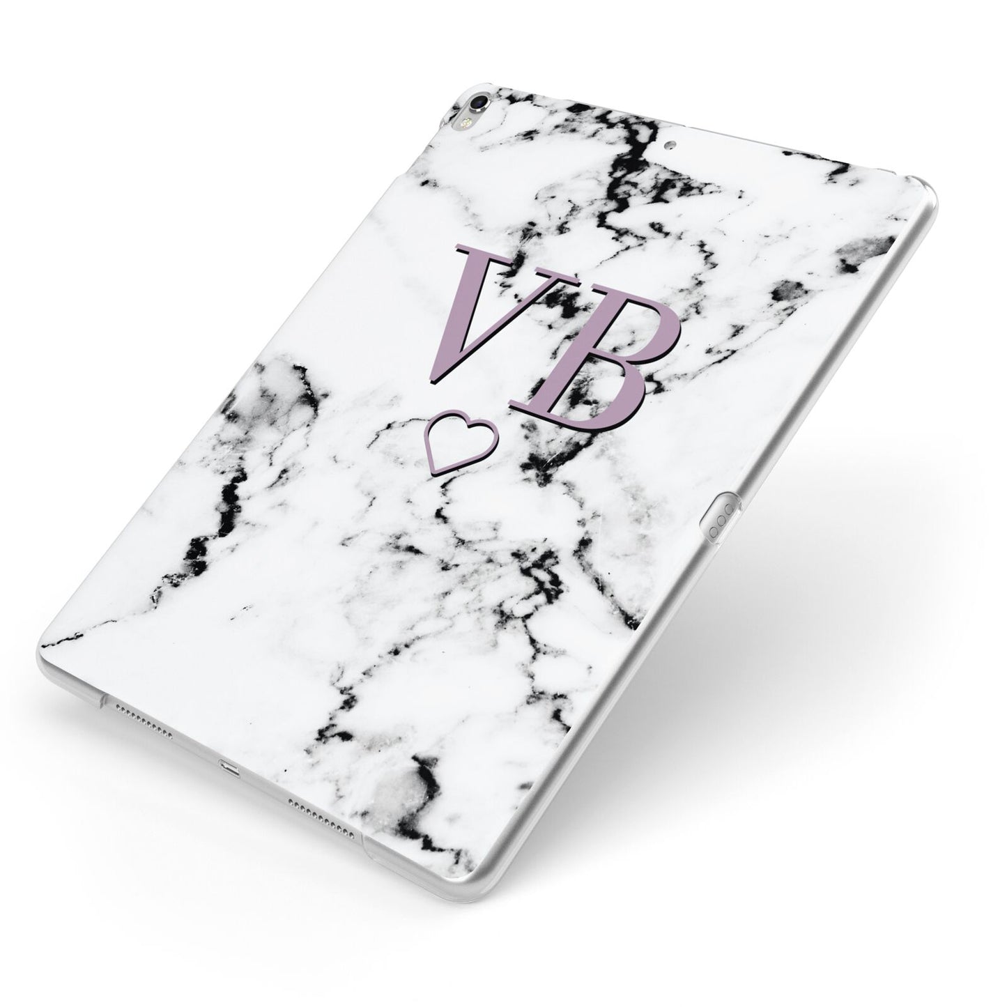 Personalised Initials Love Heart Marble Apple iPad Case on Silver iPad Side View