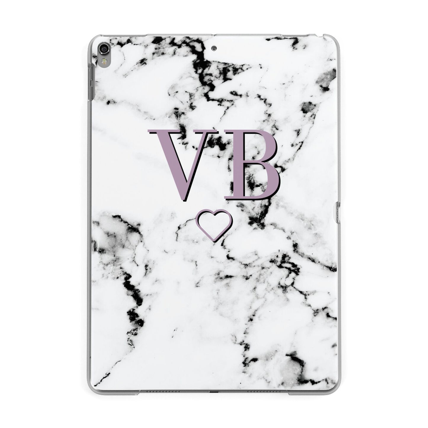 Personalised Initials Love Heart Marble Apple iPad Grey Case