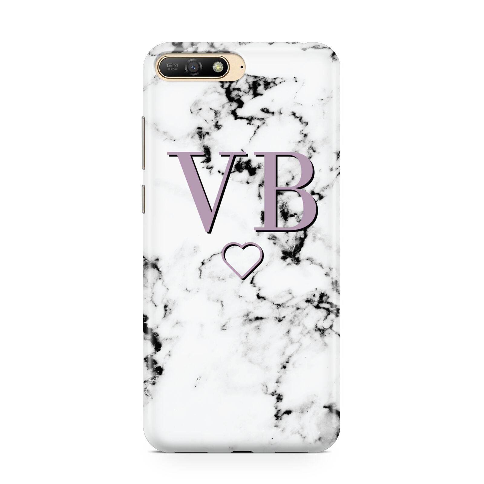 Personalised Initials Love Heart Marble Huawei Y6 2018