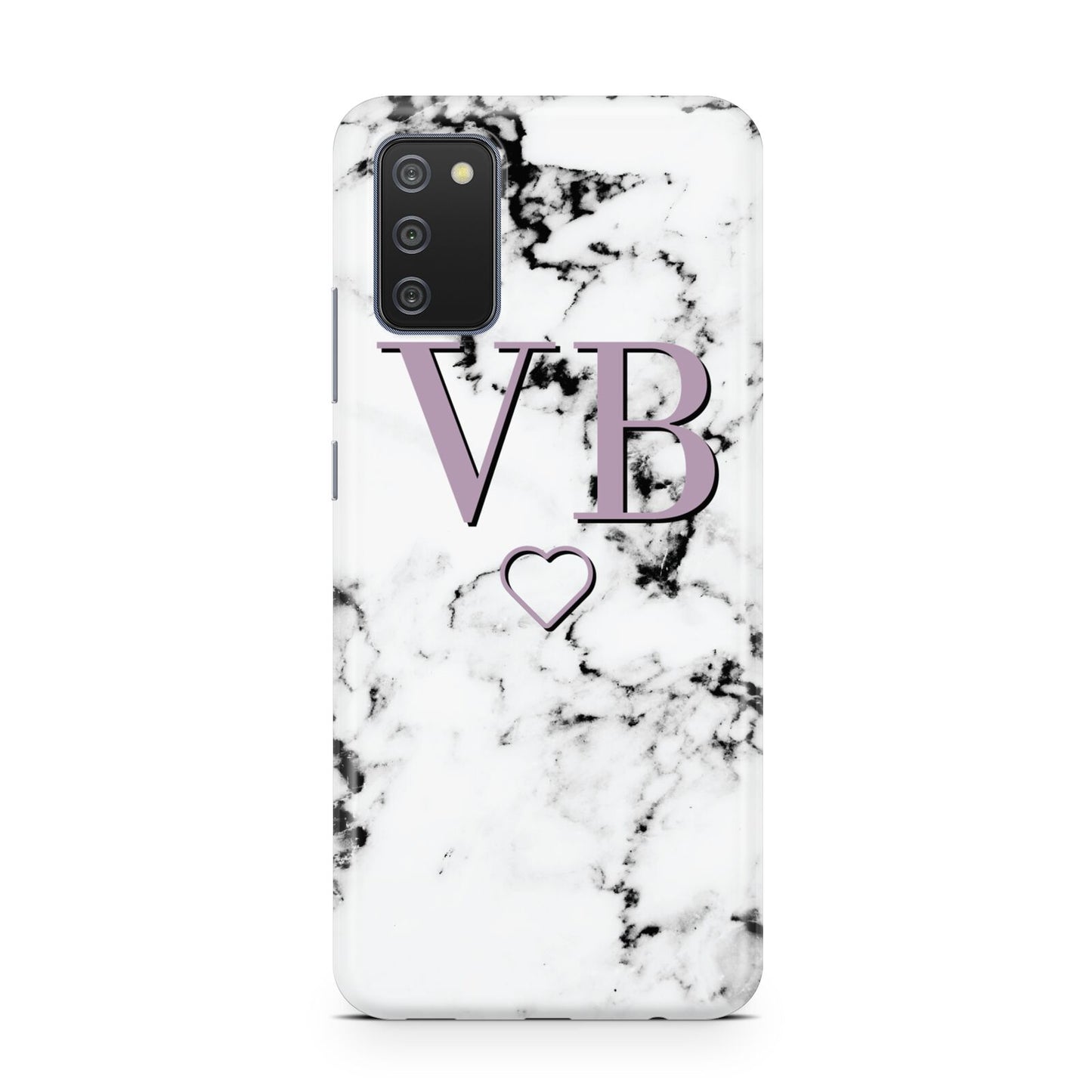 Personalised Initials Love Heart Marble Samsung A02s Case