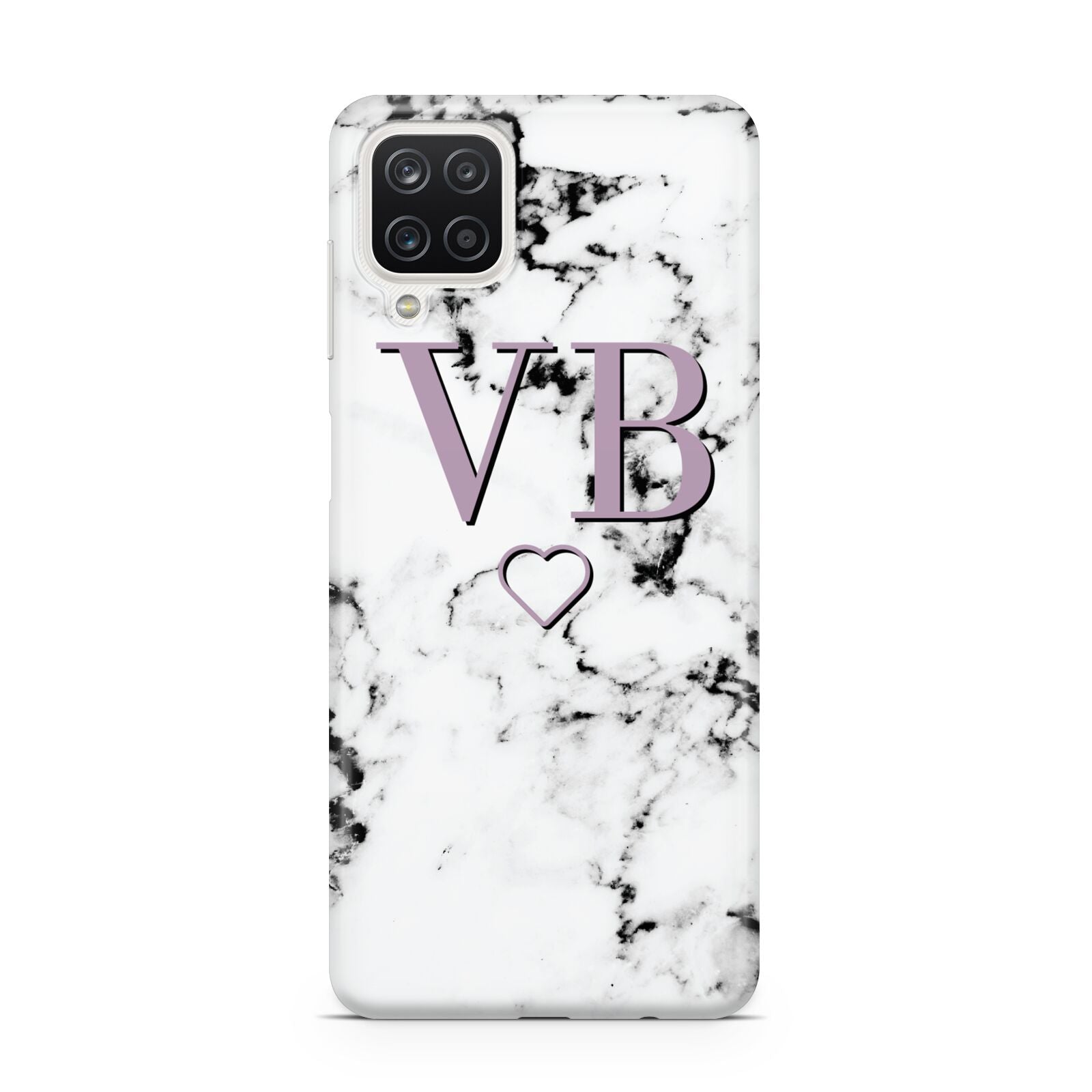 Personalised Initials Love Heart Marble Samsung A12 Case