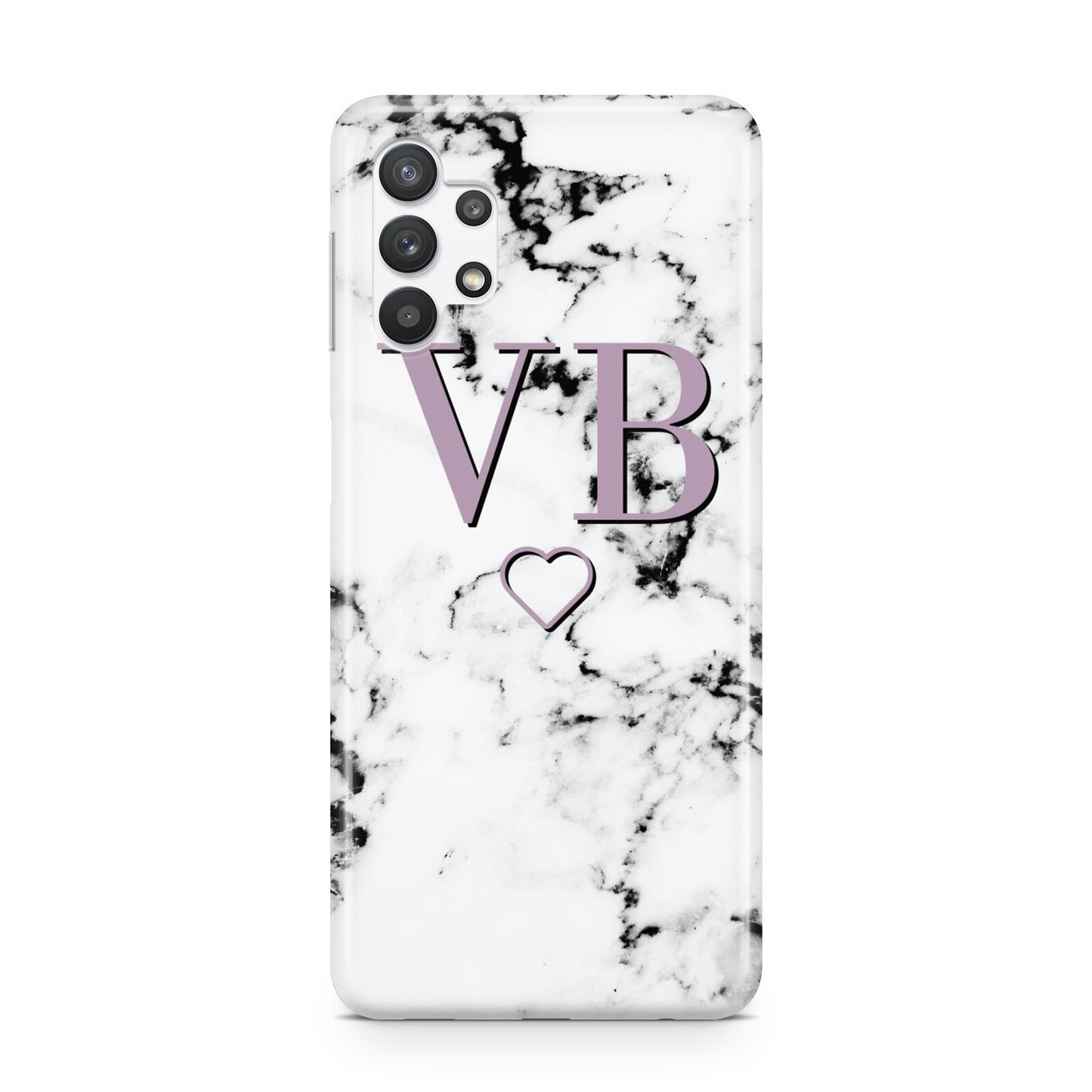 Personalised Initials Love Heart Marble Samsung A32 5G Case