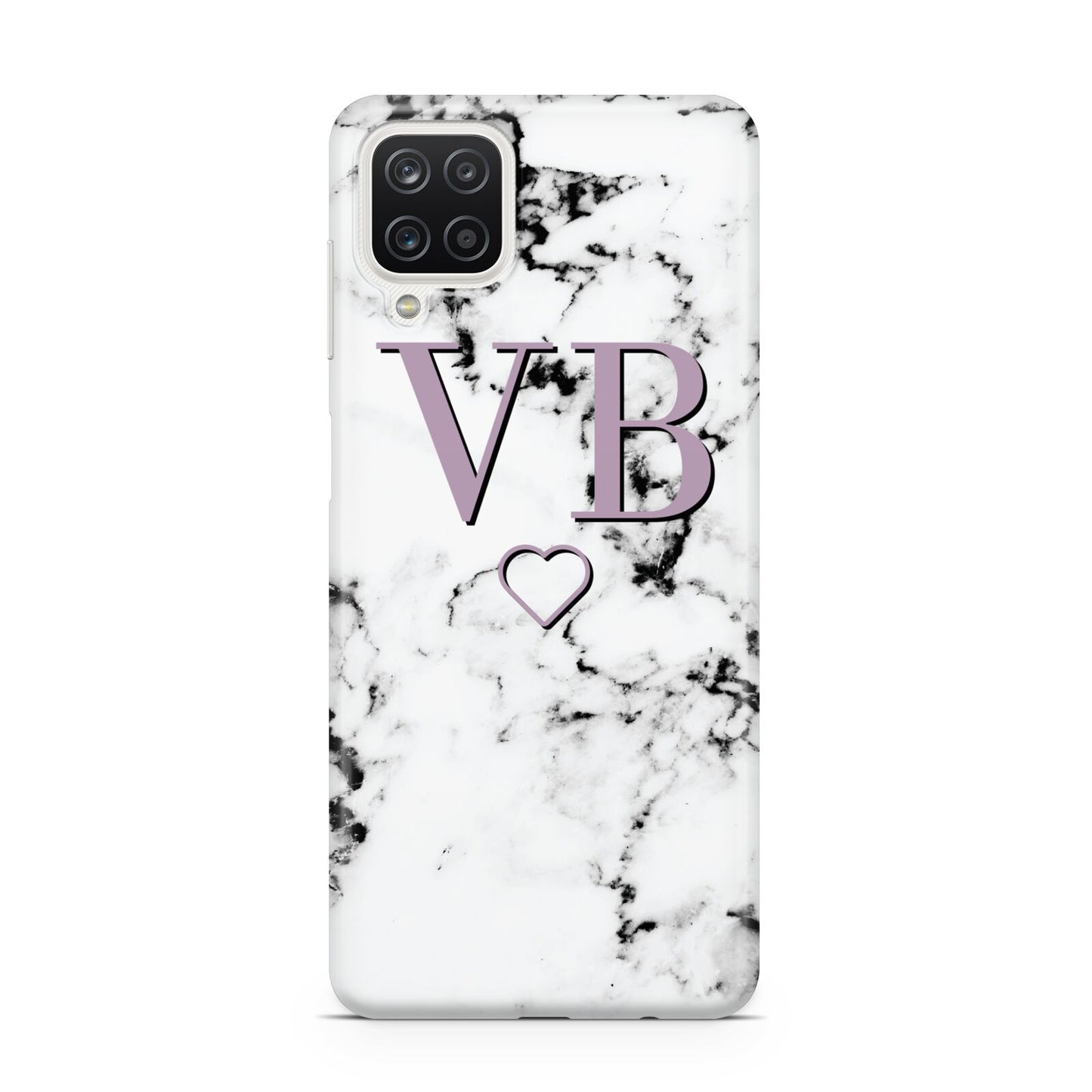 Personalised Initials Love Heart Marble Samsung M12 Case