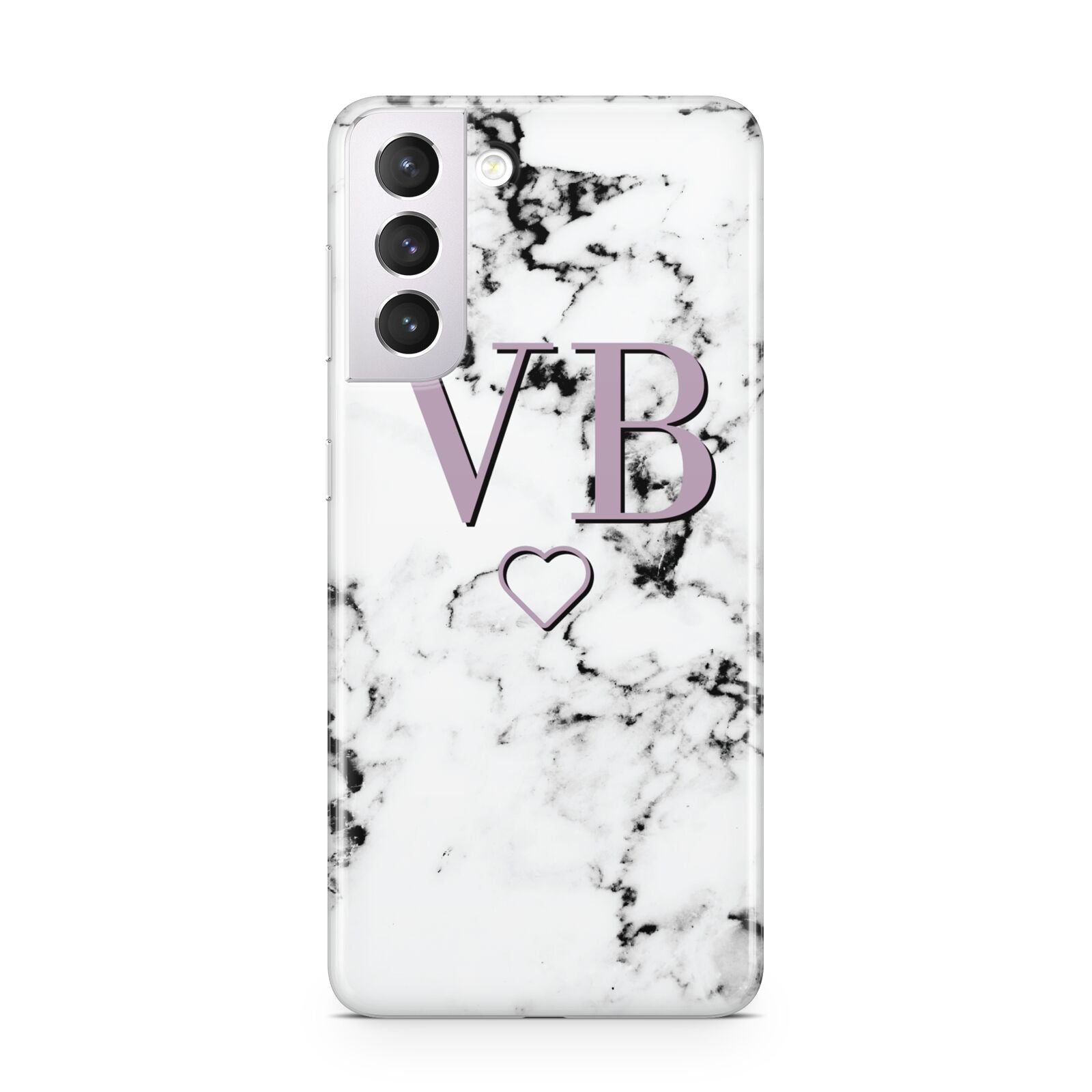 Personalised Initials Love Heart Marble Samsung S21 Case