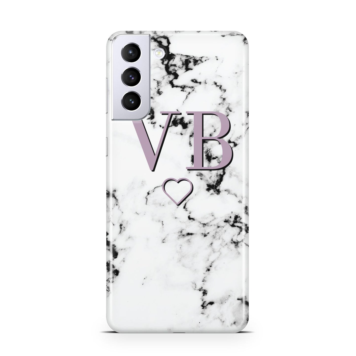 Personalised Initials Love Heart Marble Samsung S21 Plus Case