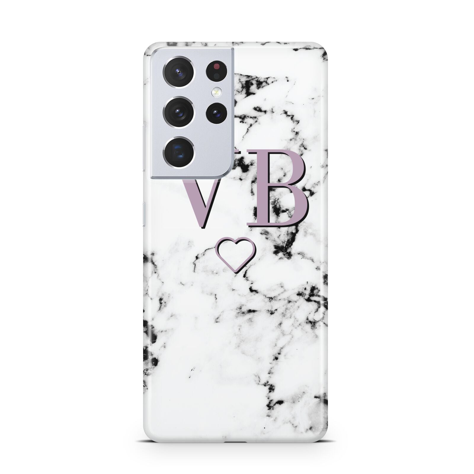 Personalised Initials Love Heart Marble Samsung S21 Ultra Case