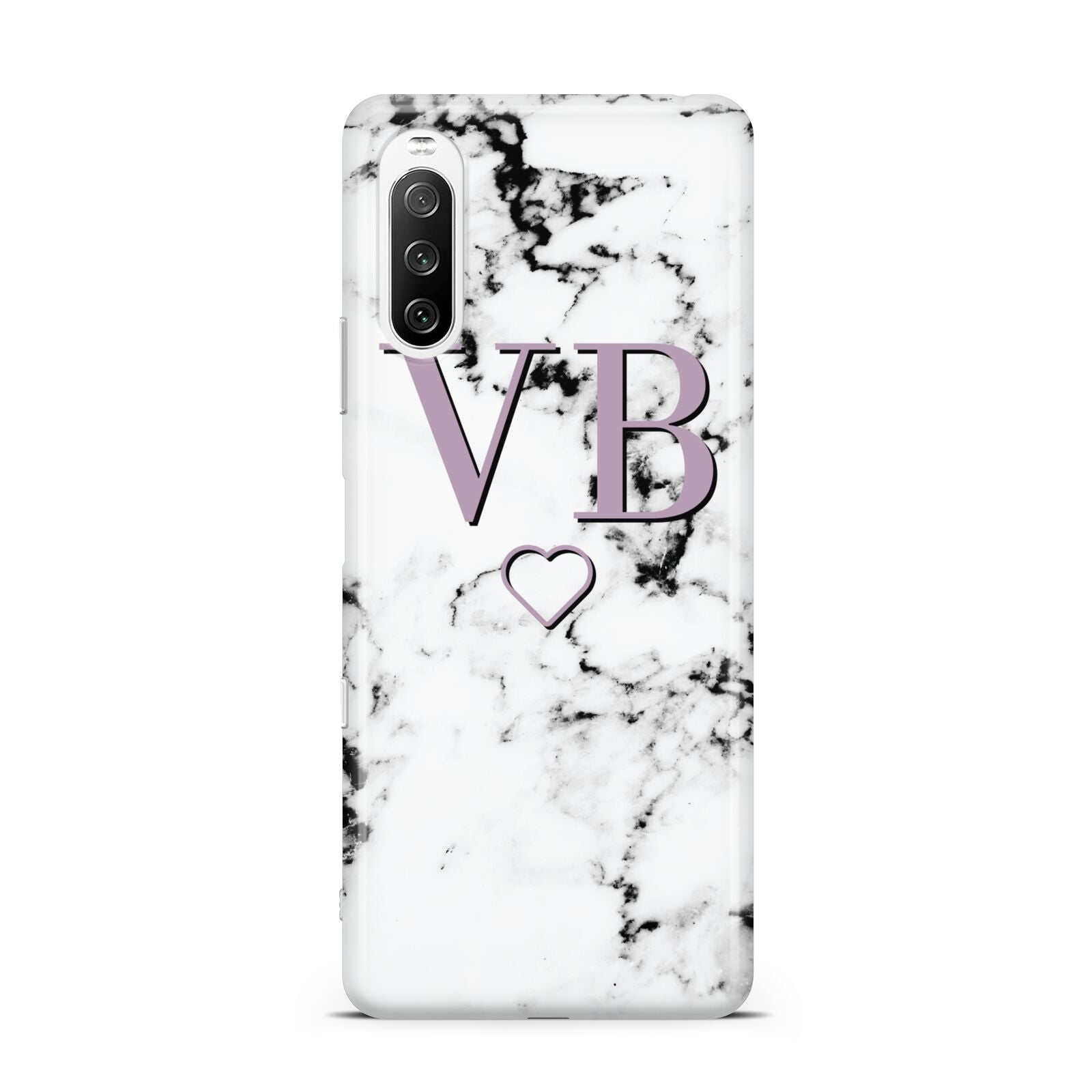 Personalised Initials Love Heart Marble Sony Xperia 10 III Case