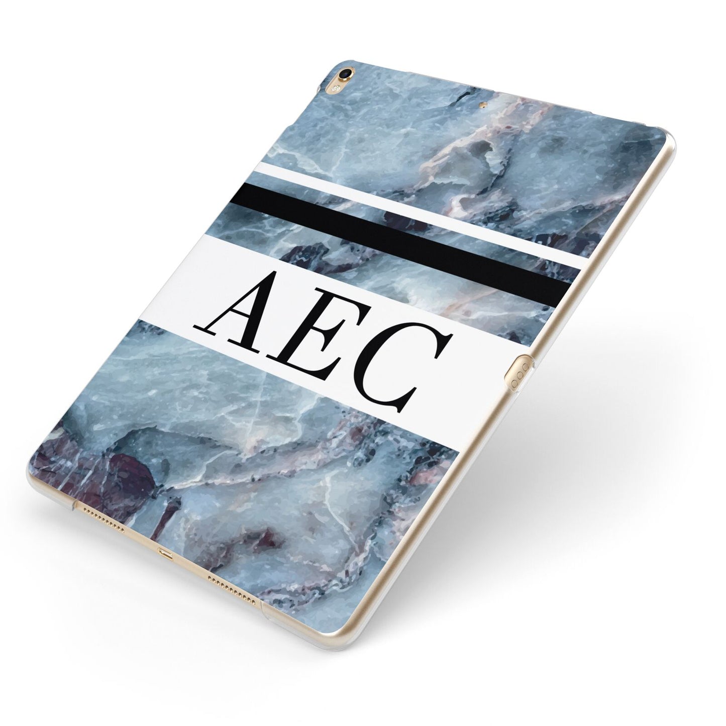 Personalised Initials Marble 9 Apple iPad Case on Gold iPad Side View