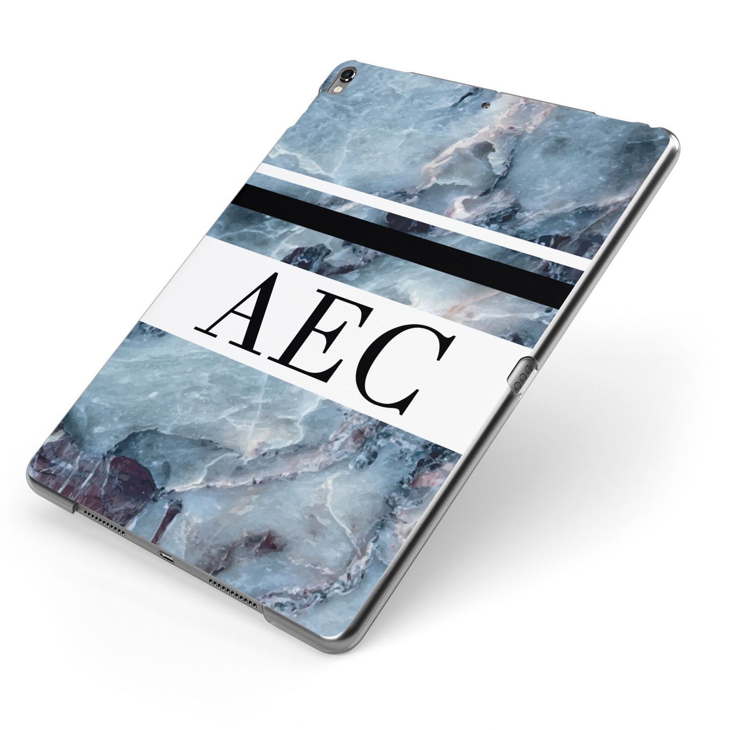 Personalised Initials Marble 9 Apple iPad Case on Grey iPad Side View