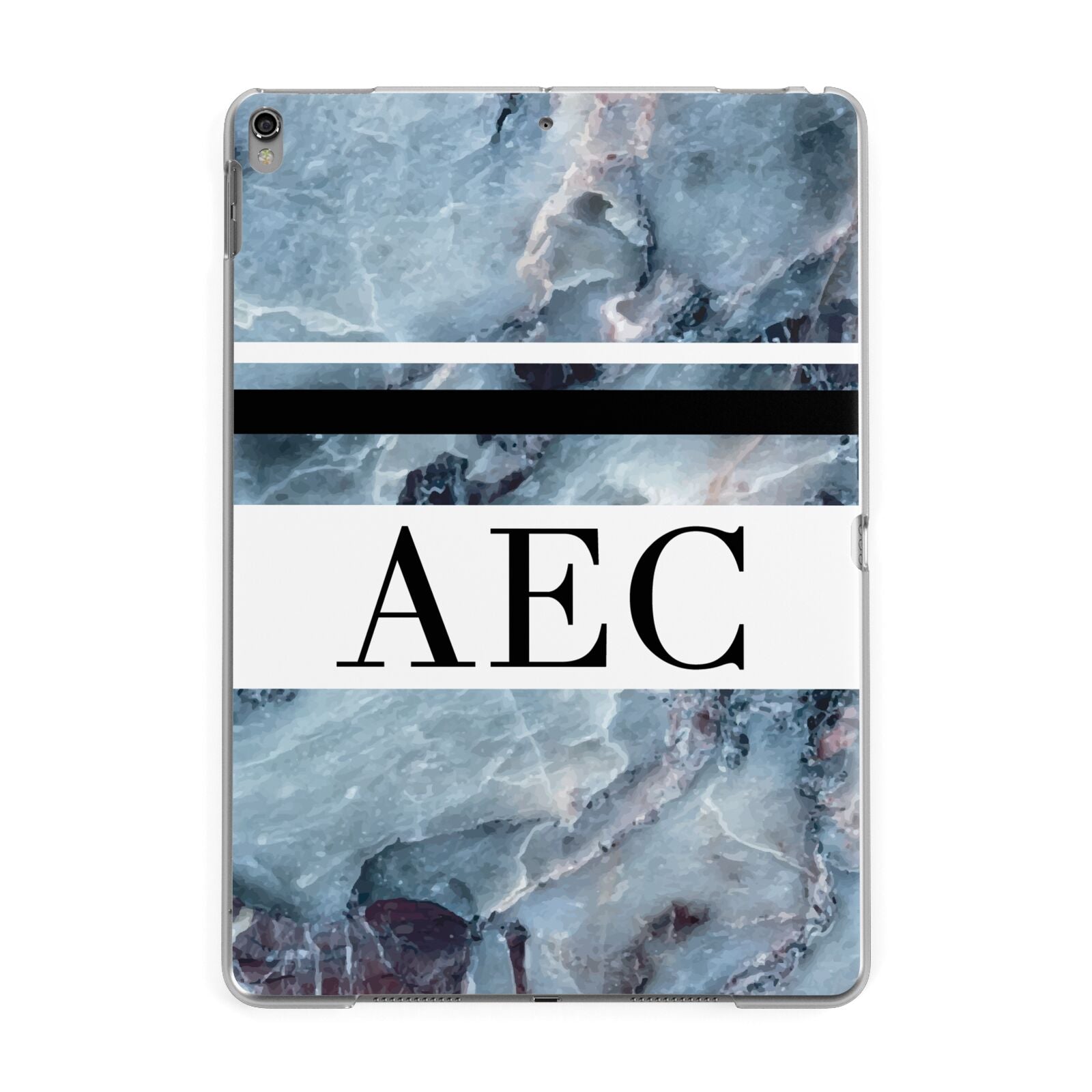 Personalised Initials Marble 9 Apple iPad Grey Case