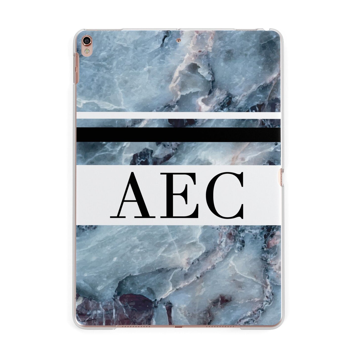 Personalised Initials Marble 9 Apple iPad Rose Gold Case