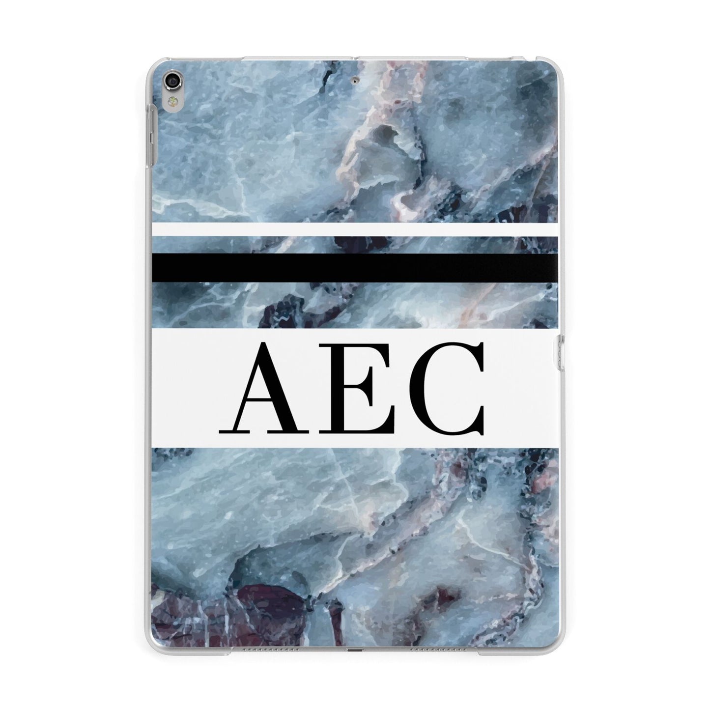 Personalised Initials Marble 9 Apple iPad Silver Case