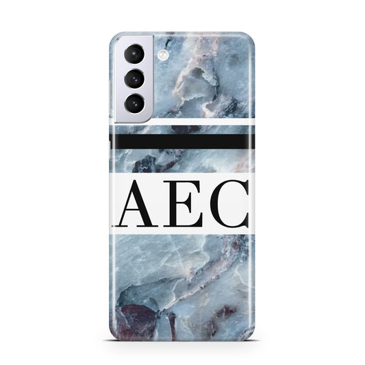 Personalised Initials Marble 9 Samsung S21 Plus Phone Case