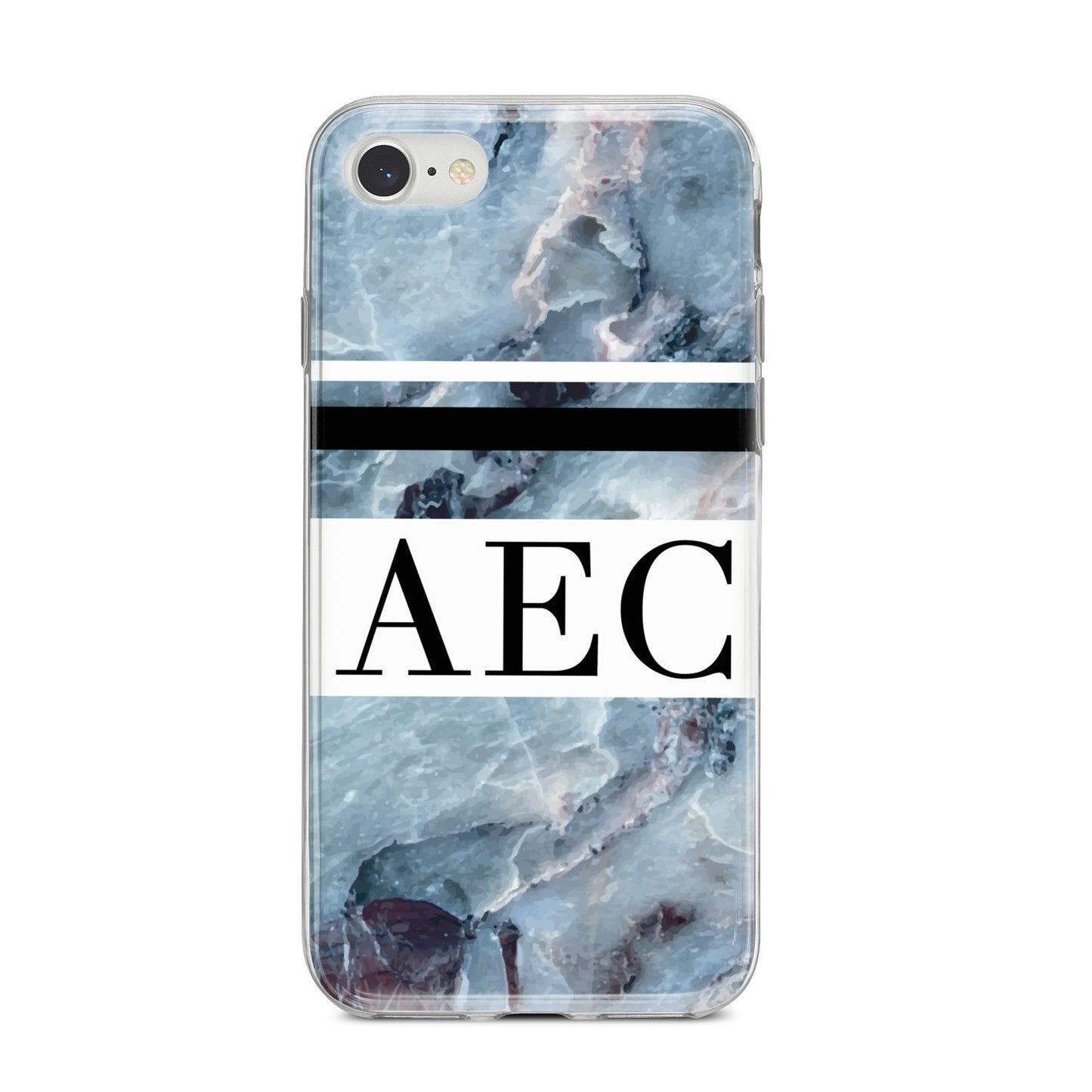 Personalised Initials Marble 9 iPhone 8 Bumper Case on Silver iPhone