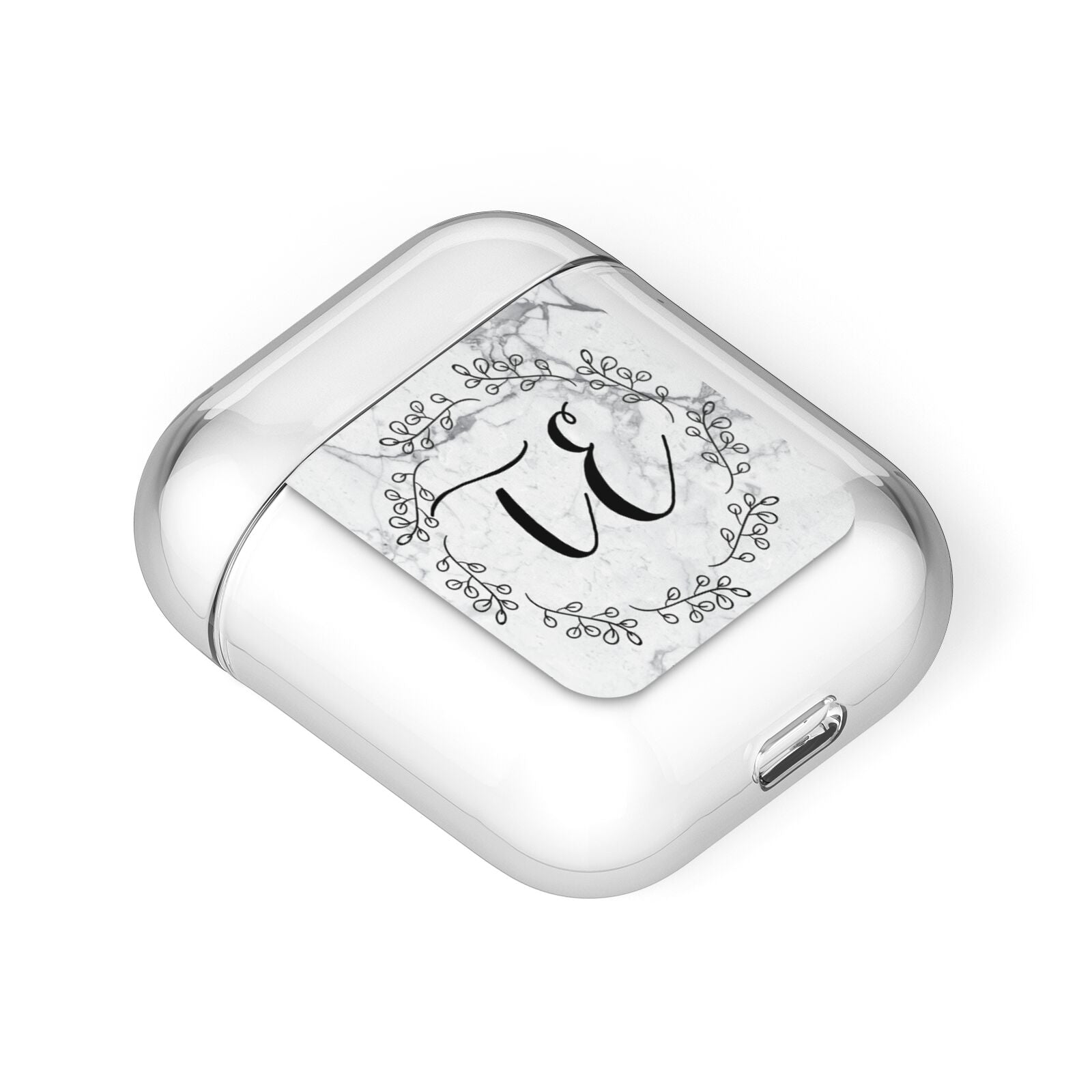 Personalised Initials Marble AirPods Case Laid Flat