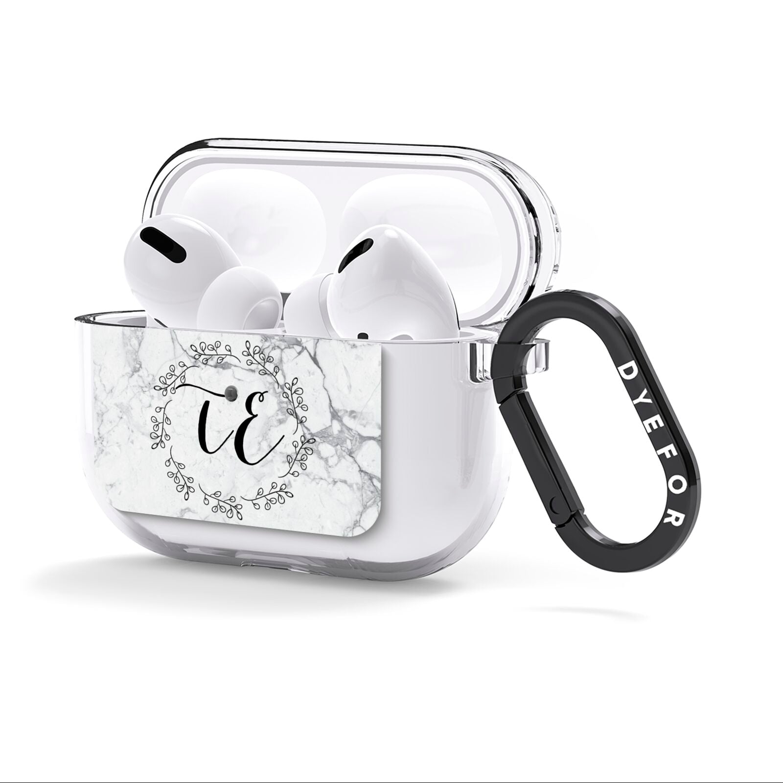 Personalised Initials Marble AirPods Clear Case 3rd Gen Side Image