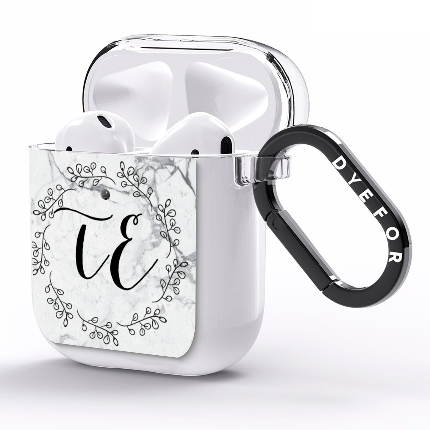 Personalised Initials Marble AirPods Clear Case Side Image