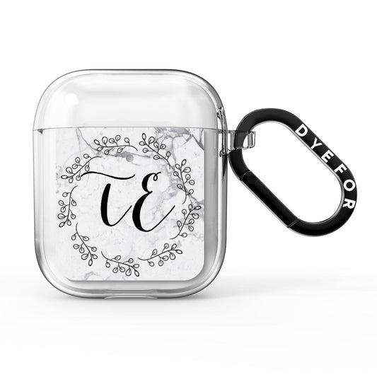 Personalised Initials Marble AirPods Clear Case