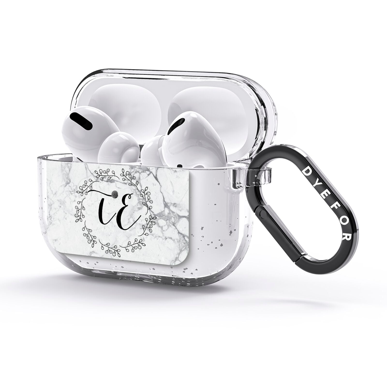 Personalised Initials Marble AirPods Glitter Case 3rd Gen Side Image