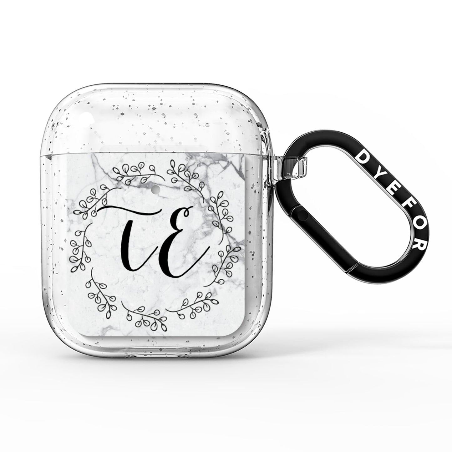 Personalised Initials Marble AirPods Glitter Case