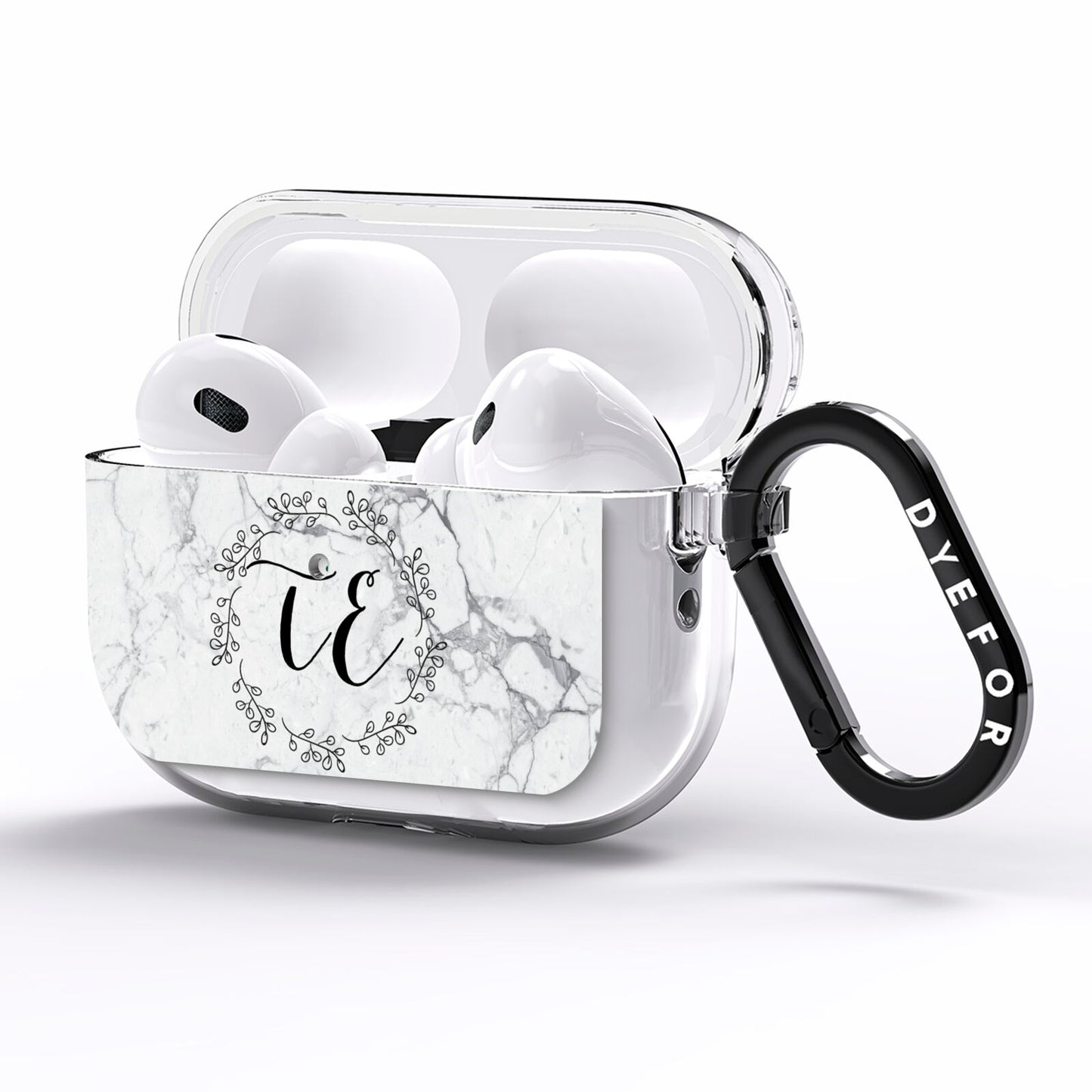 Personalised Initials Marble AirPods Pro Clear Case Side Image