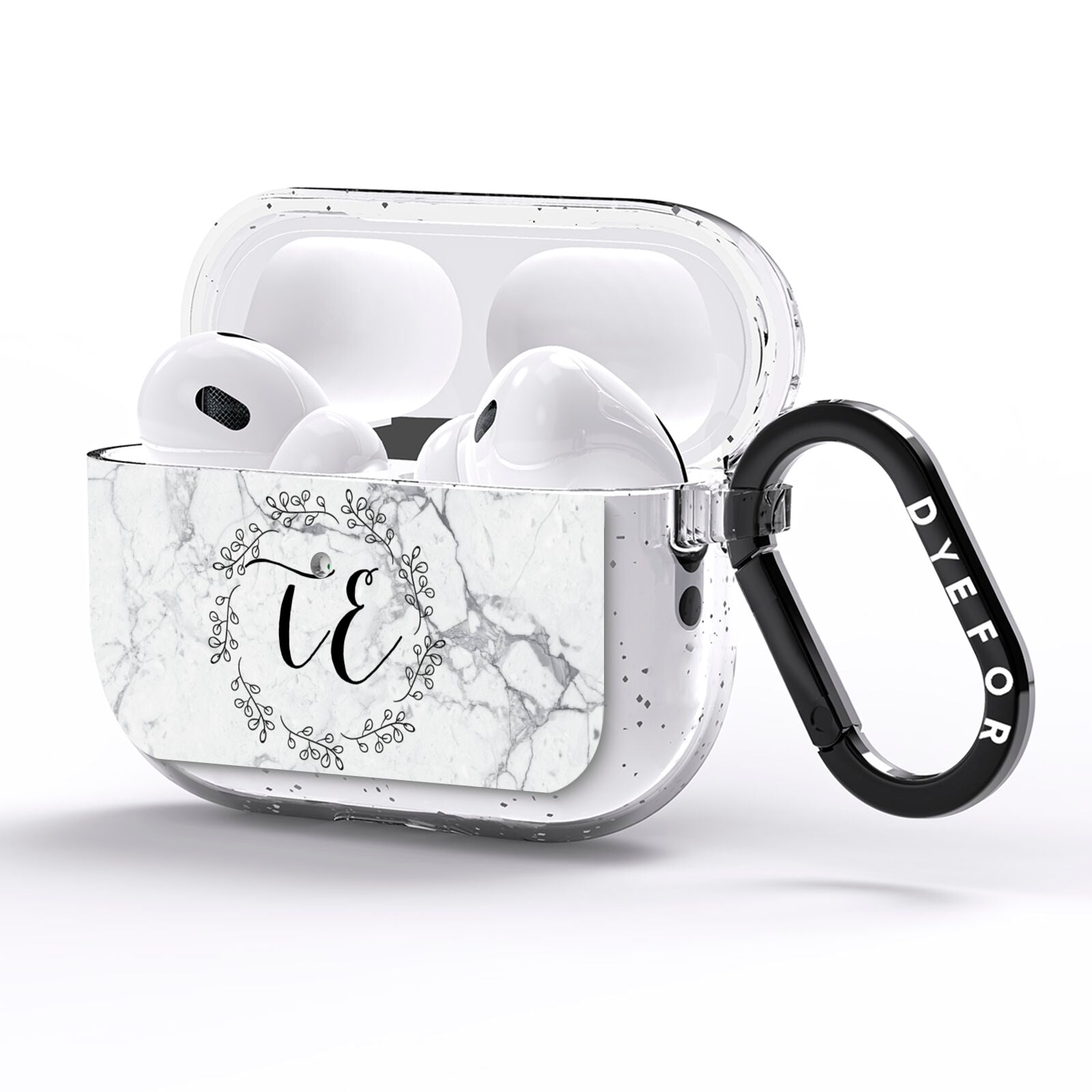 Personalised Initials Marble AirPods Pro Glitter Case Side Image