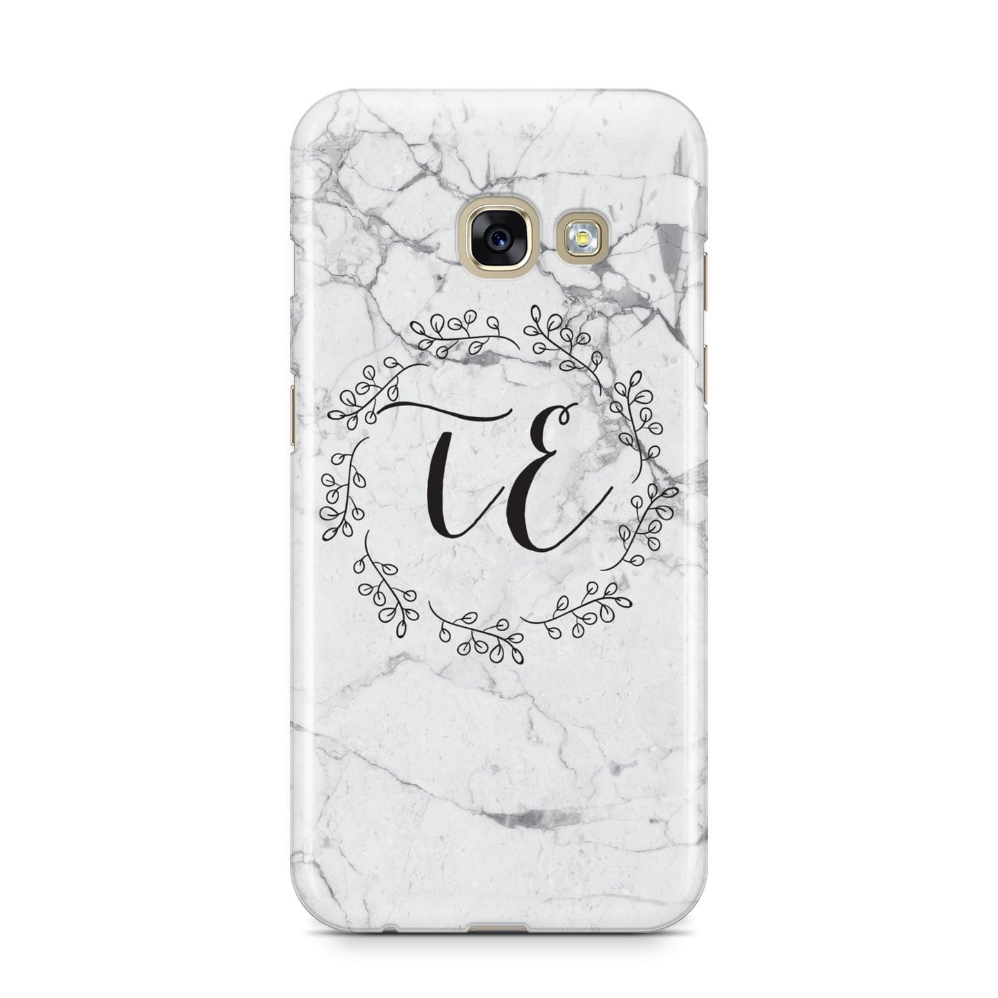 Personalised Initials Marble Samsung Galaxy A3 2017 Case on gold phone