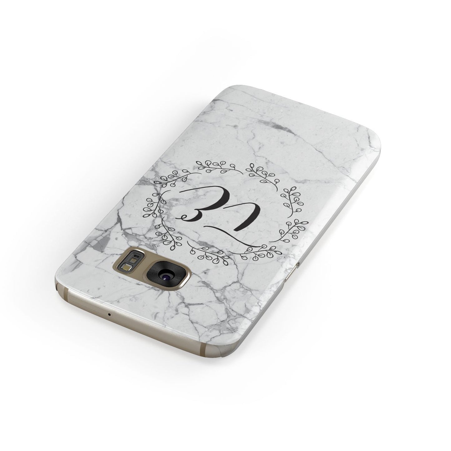 Personalised Initials Marble Samsung Galaxy Case Front Close Up