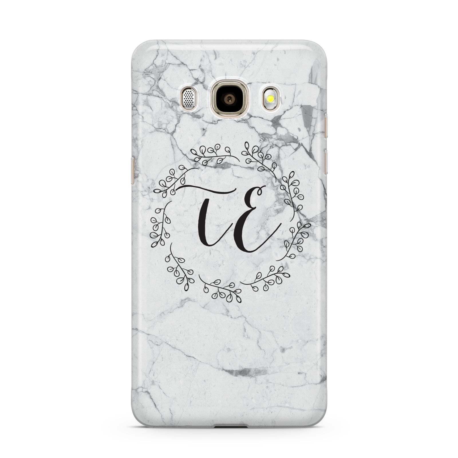 Personalised Initials Marble Samsung Galaxy J7 2016 Case on gold phone