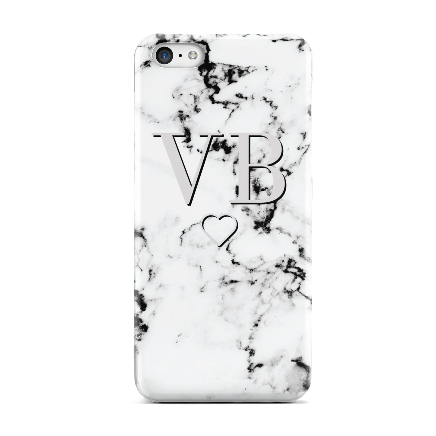 Personalised Initials Outline Heart Marble Apple iPhone 5c Case