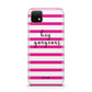 Personalised Initials Pink Striped Huawei Enjoy 20 Phone Case