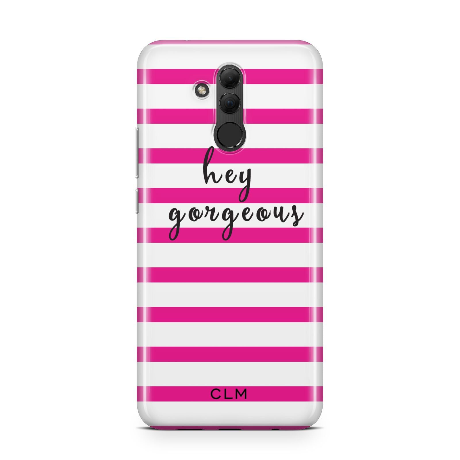 Personalised Initials Pink Striped Huawei Mate 20 Lite