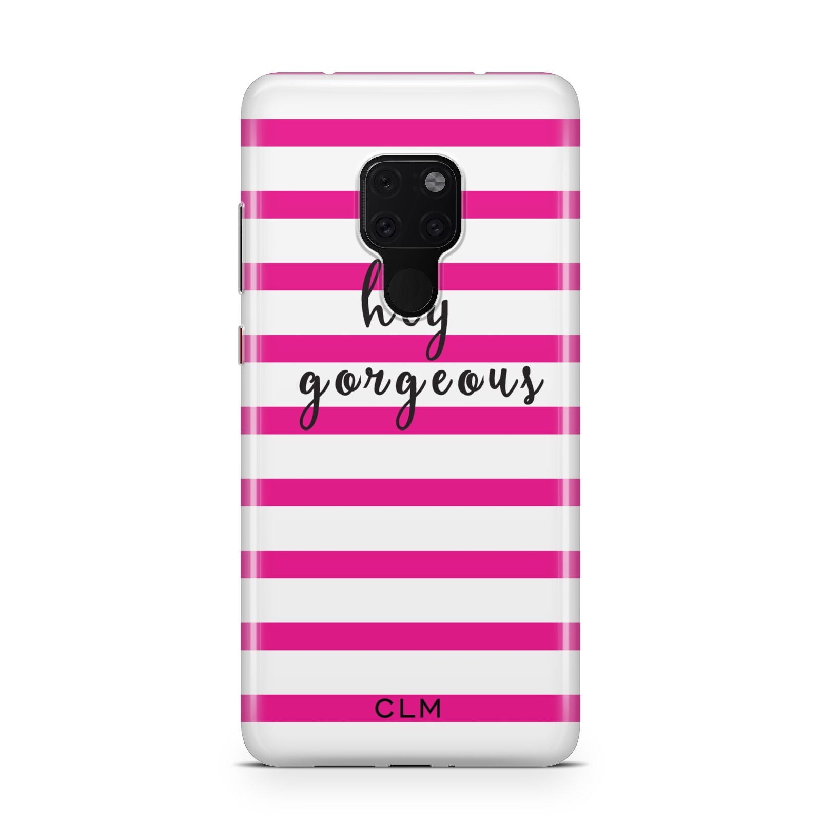 Personalised Initials Pink Striped Huawei Mate 20 Phone Case