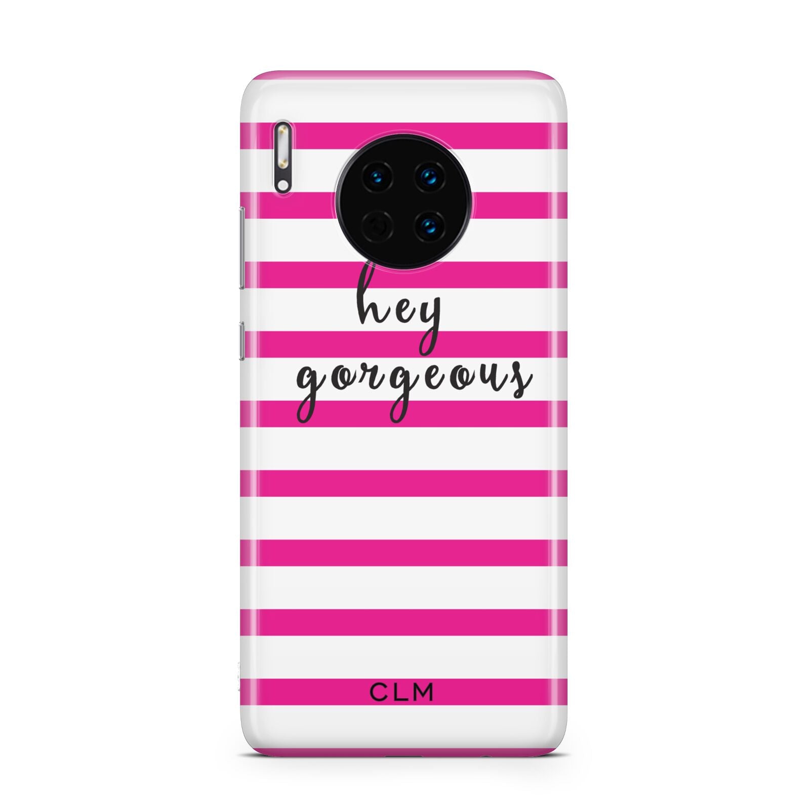 Personalised Initials Pink Striped Huawei Mate 30