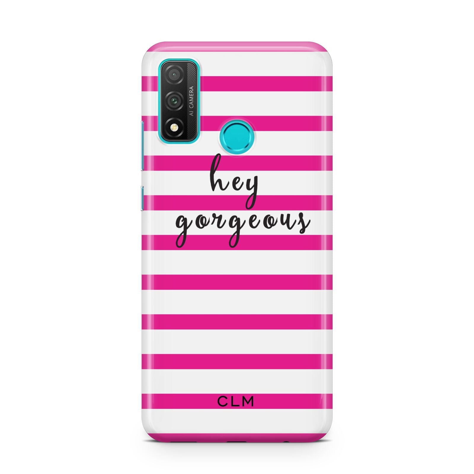 Personalised Initials Pink Striped Huawei P Smart 2020