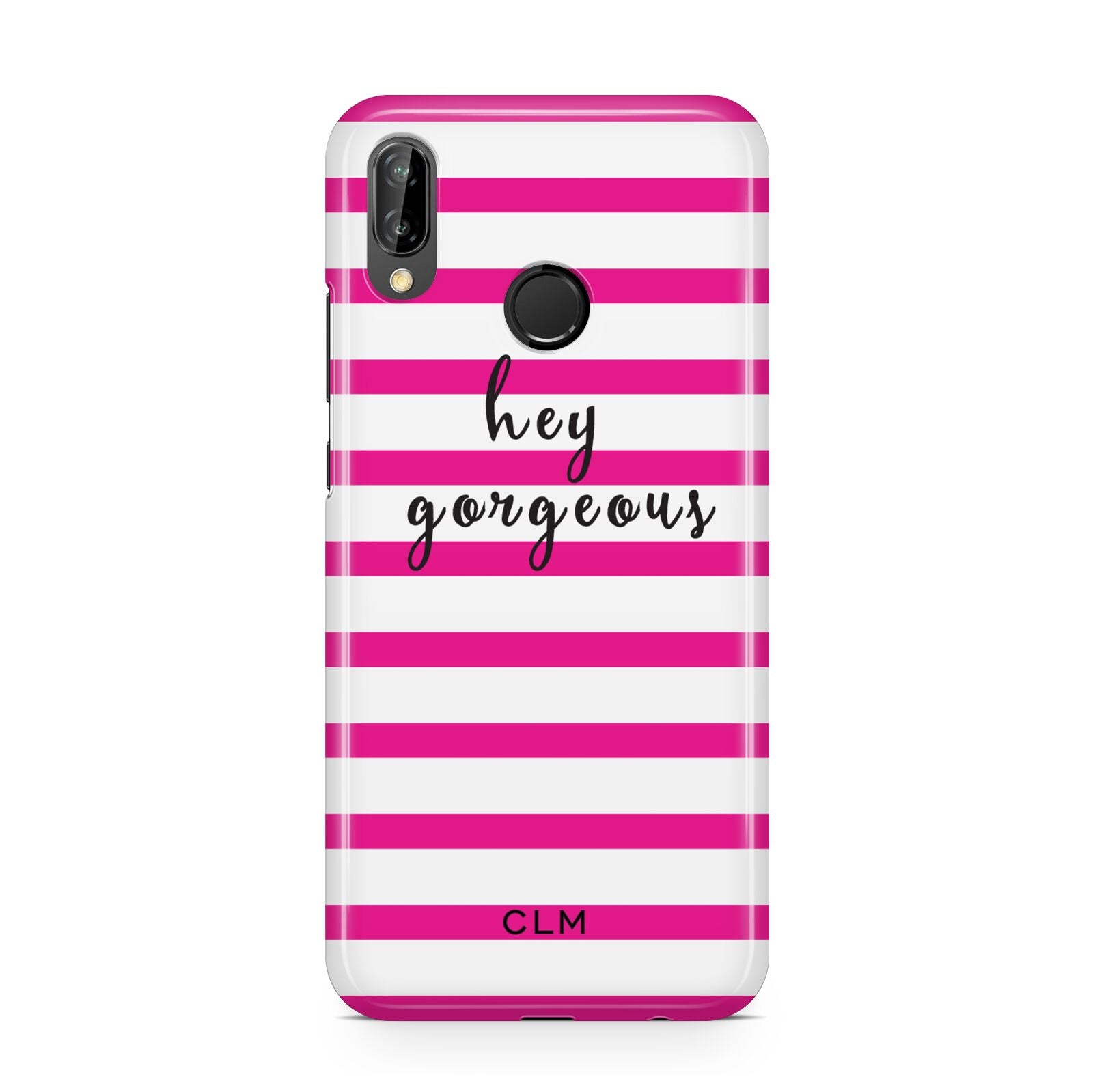 Personalised Initials Pink Striped Huawei P20 Lite Phone Case