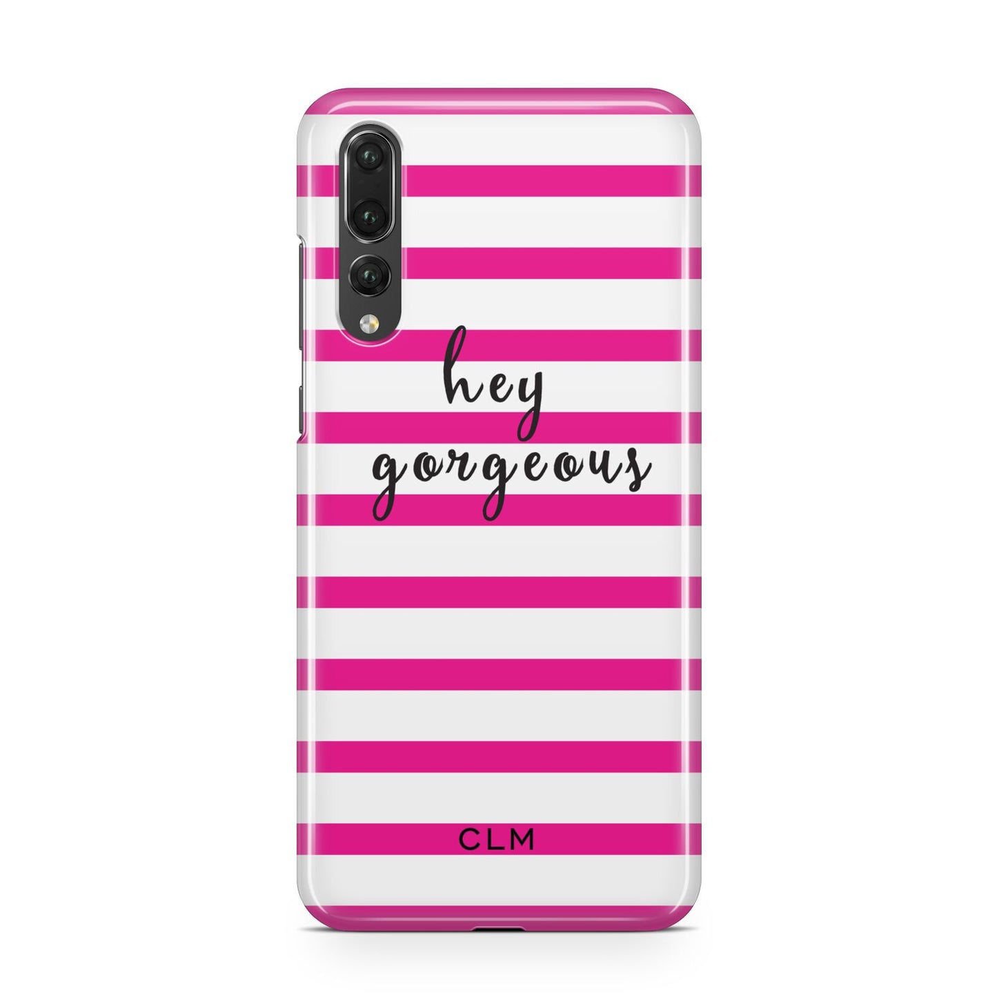 Personalised Initials Pink Striped Huawei P20 Pro Phone Case