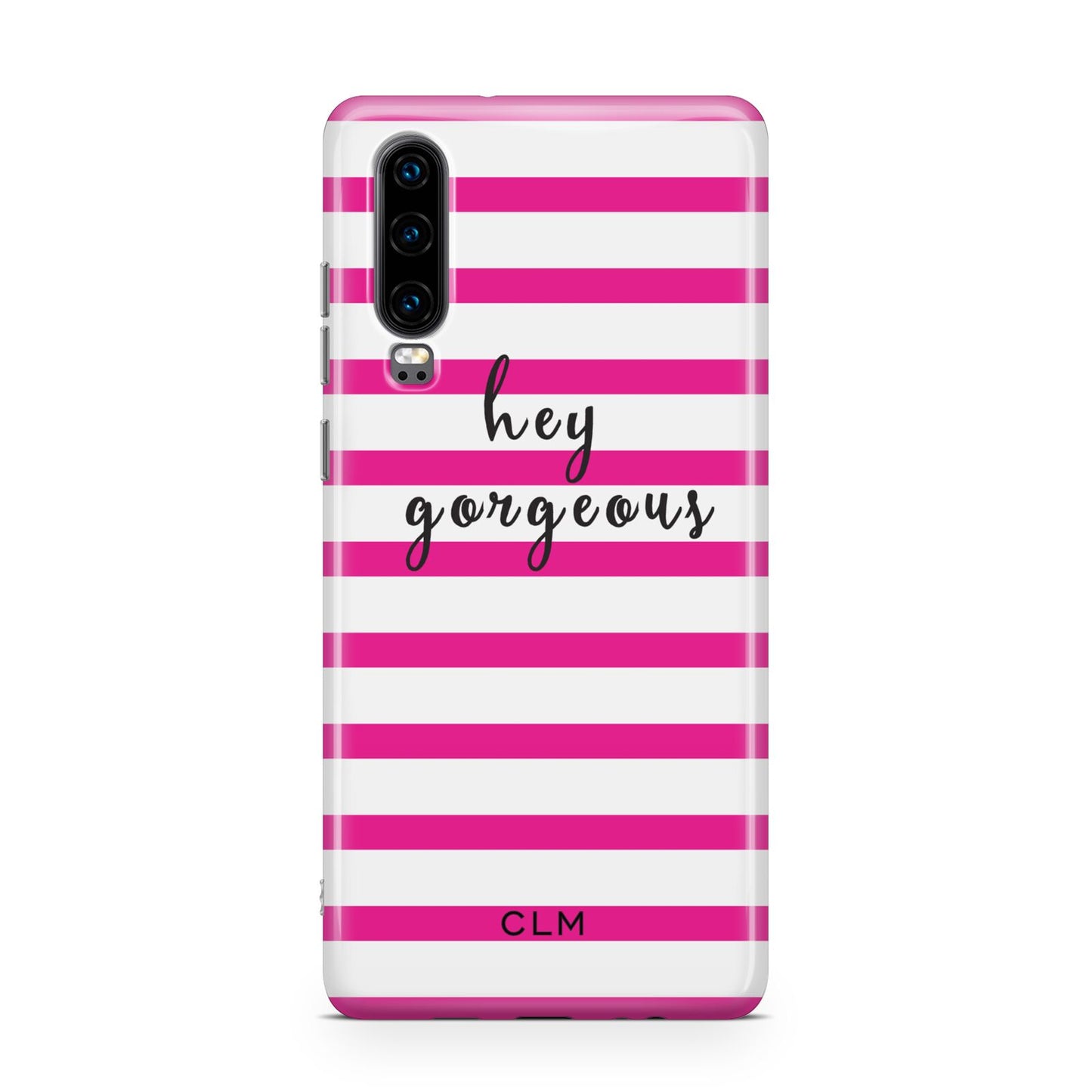 Personalised Initials Pink Striped Huawei P30 Phone Case