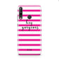 Personalised Initials Pink Striped Huawei P40 Lite E Phone Case