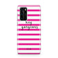 Personalised Initials Pink Striped Huawei P40 Phone Case